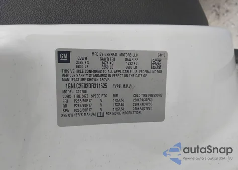 2013 Chevrolet Tahoe Police from USA, damaged, VIN 1GNLC2E02DR311625